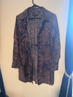 Banana Republic Navy Cardigan with Pink Geometric Print